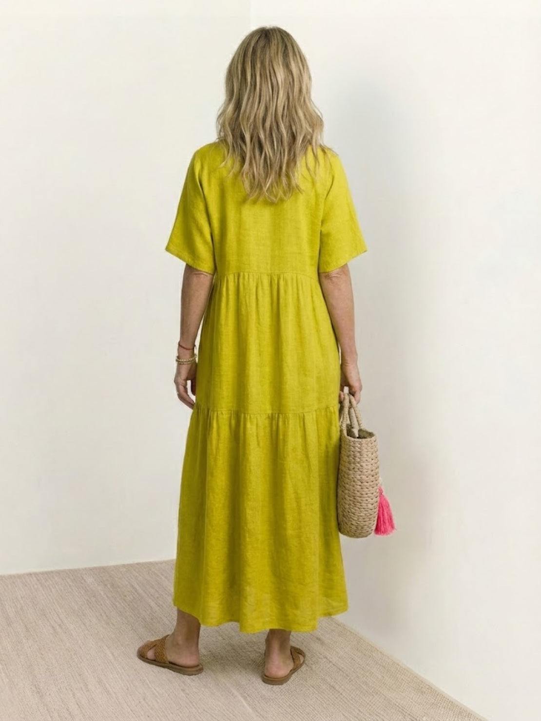 Sienna | Women's Short Sleeve V-Neck Tiered Maxi Dress