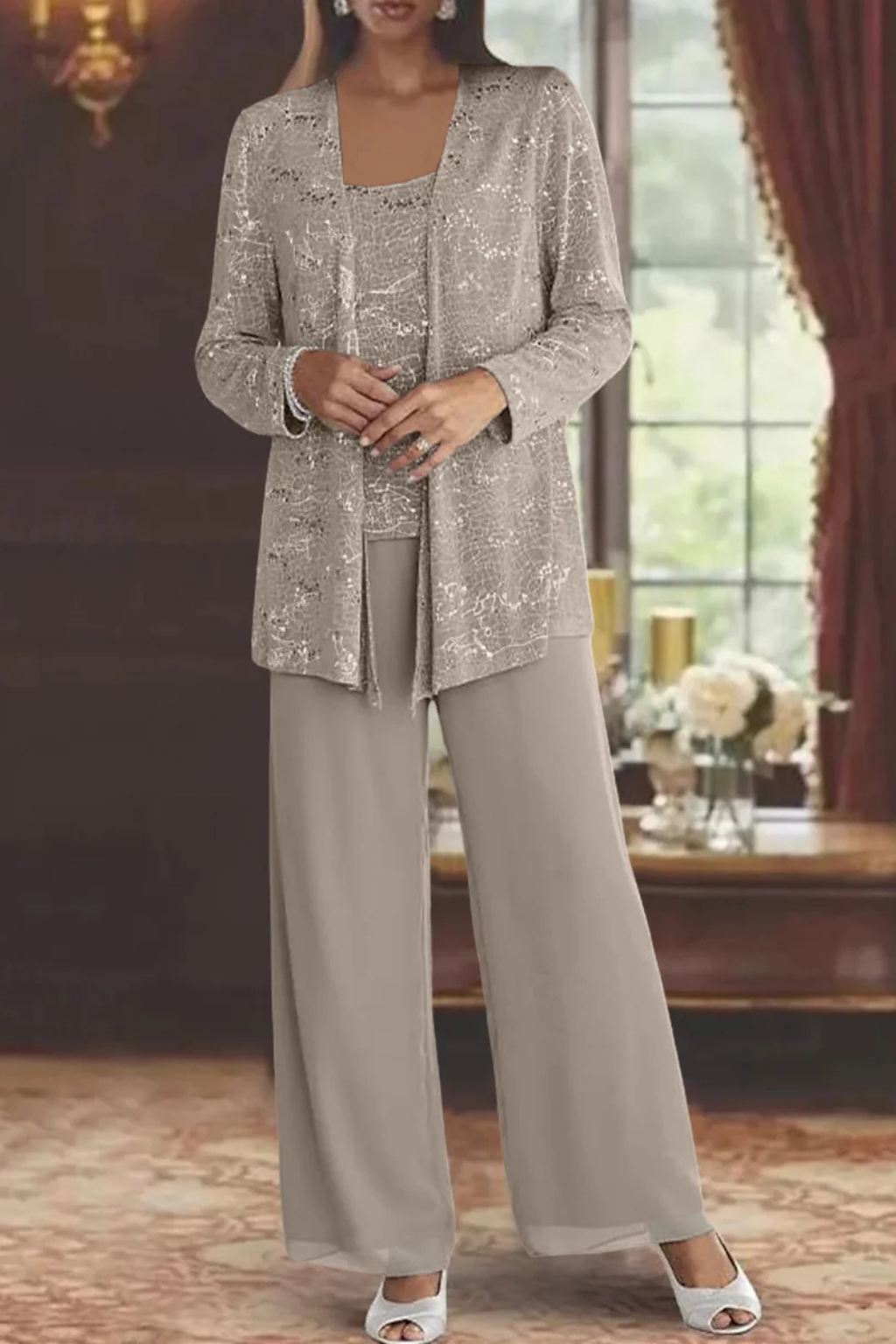 Veronica | Women's Three-Piece Wide-Leg Pant Suit with Jacket