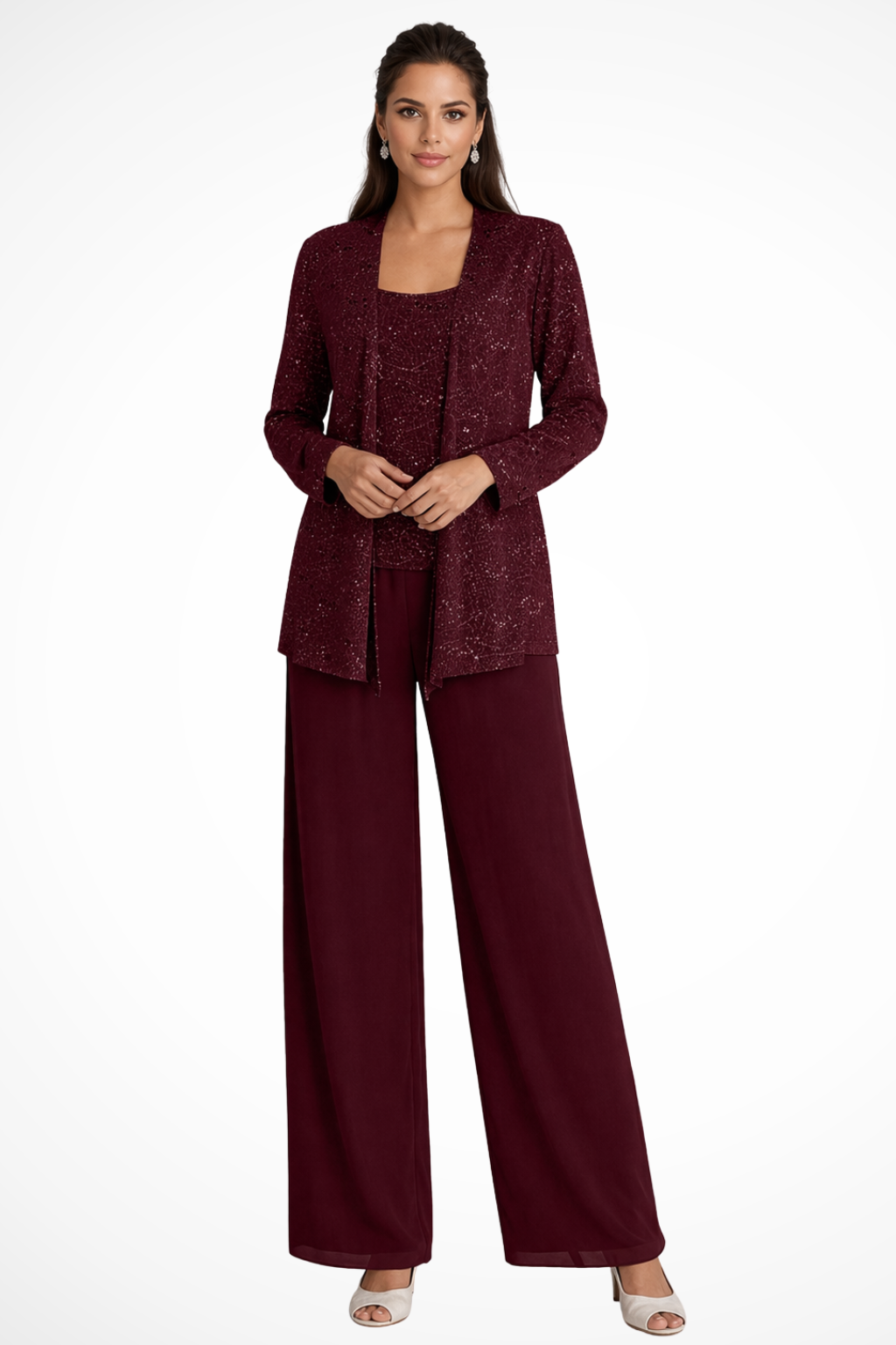 Veronica | Women's Three-Piece Wide-Leg Pant Suit with Jacket