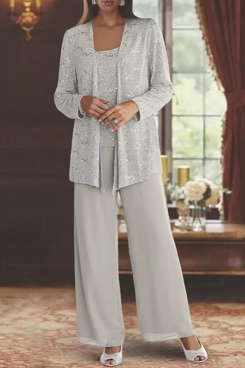 Veronica | Women's Three-Piece Wide-Leg Pant Suit with Jacket