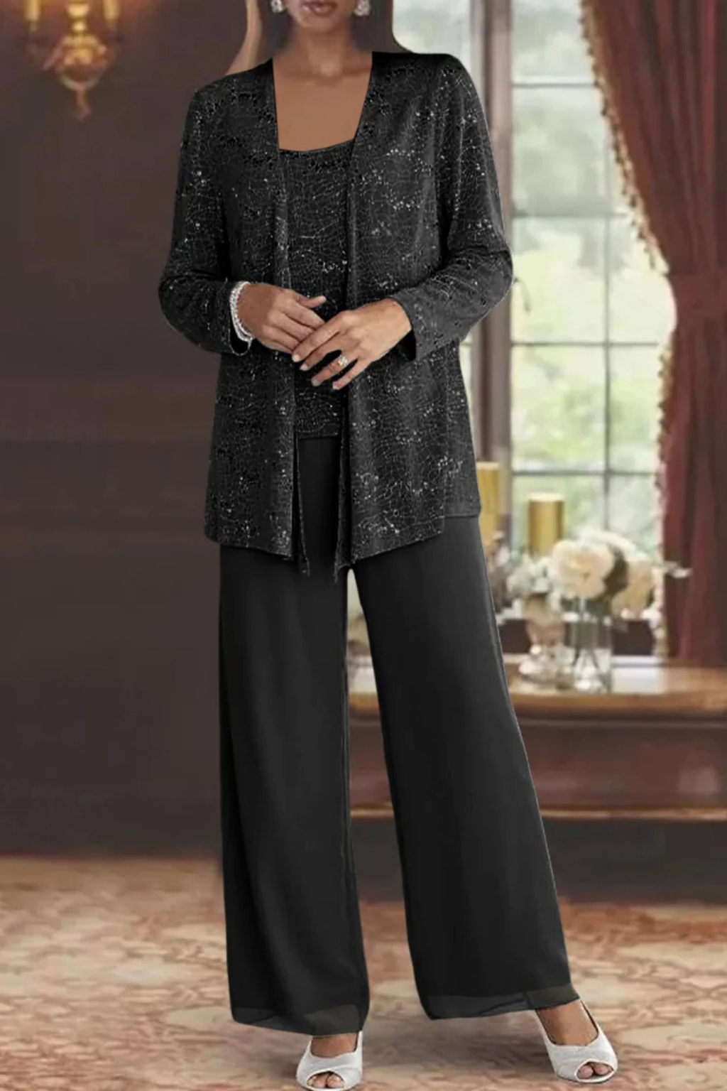Veronica | Women's Three-Piece Wide-Leg Pant Suit with Jacket