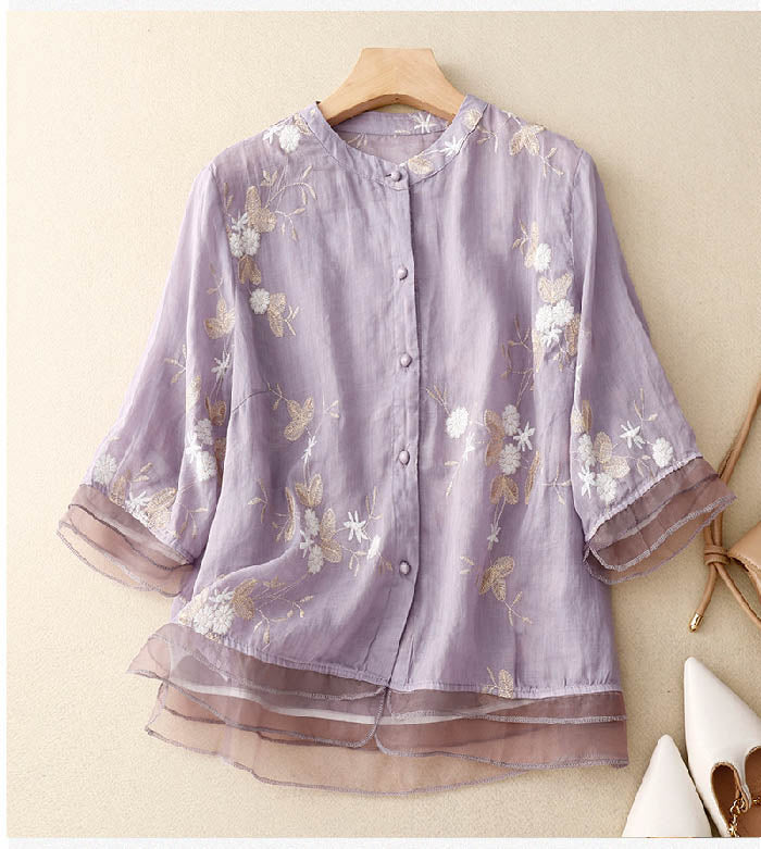 Kourtney™ | Elegant Floral Accent Blouse