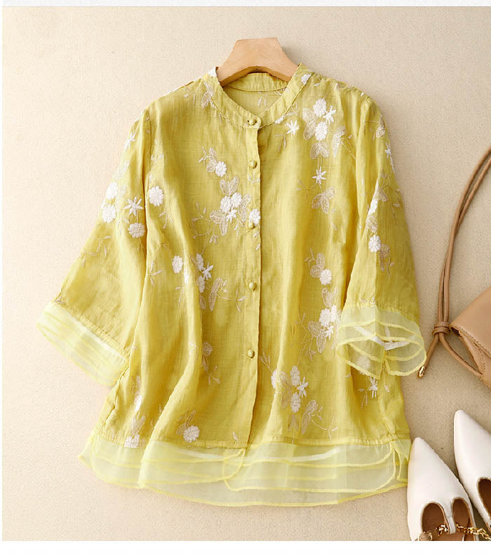 Kourtney™ | Elegant Floral Accent Blouse