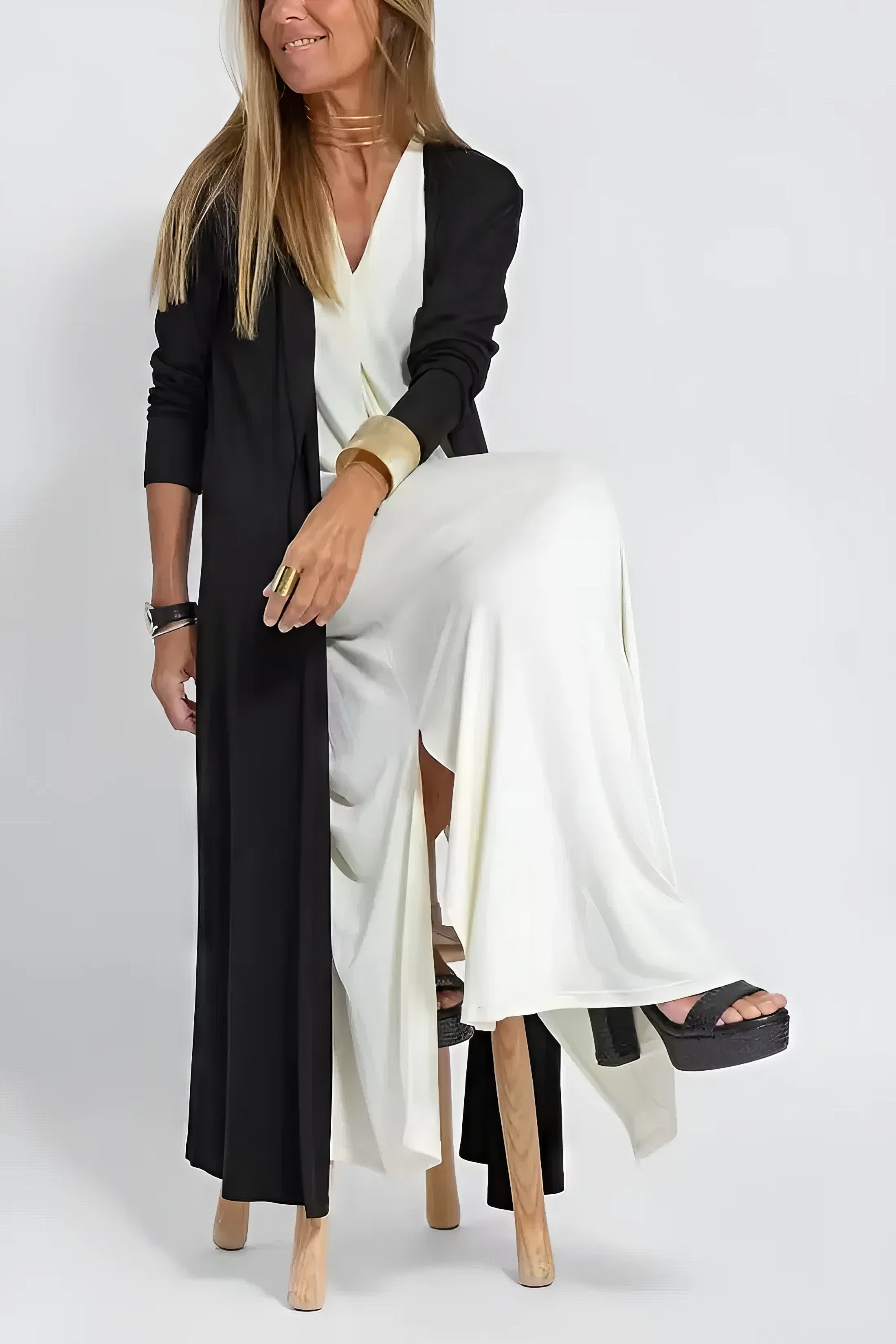 Juno™ | Stylish Long Dress with Matching Cardigan