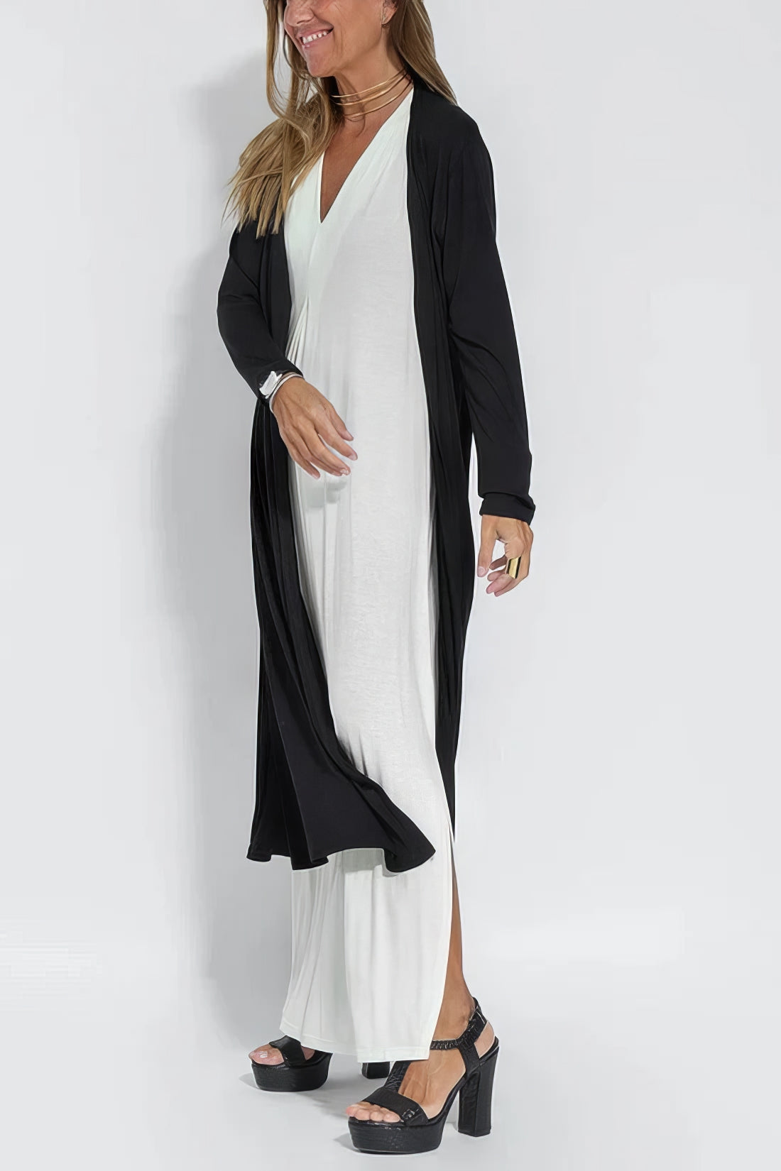 Juno™ | Chic Long Dress with Matching Cardigan