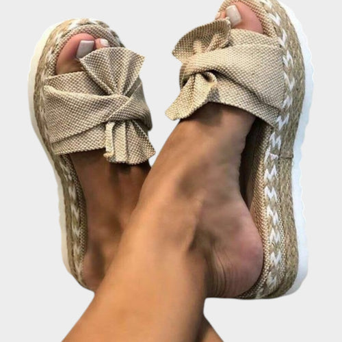 Espadrille Platform Slide Sandals