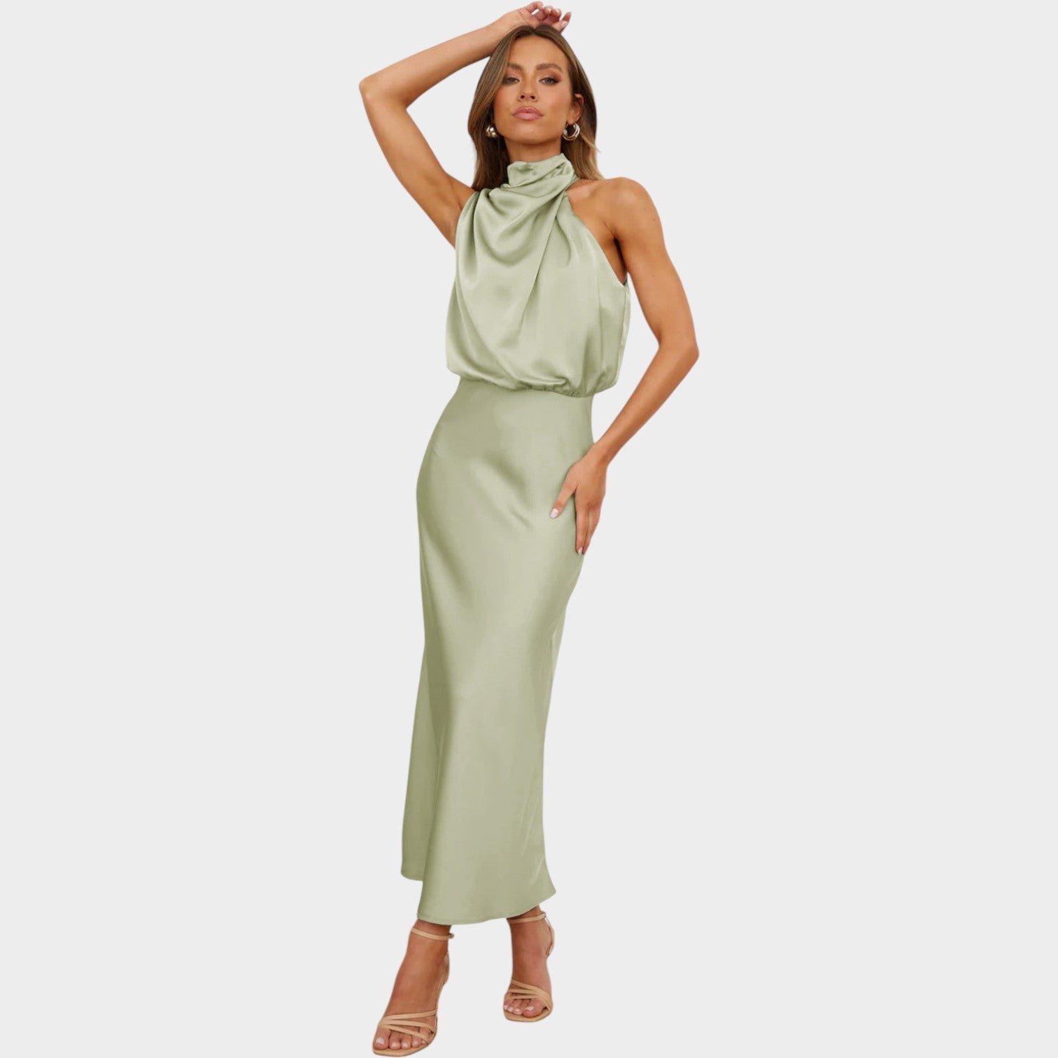 Satin Sleeveless Formal Dress