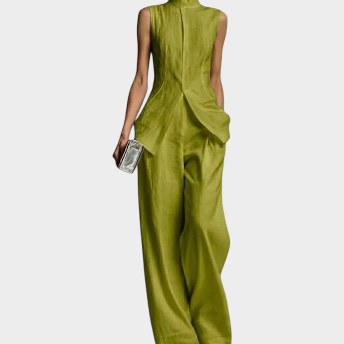 Women's Tailored Sleeveless Wide Leg Two Piece Set