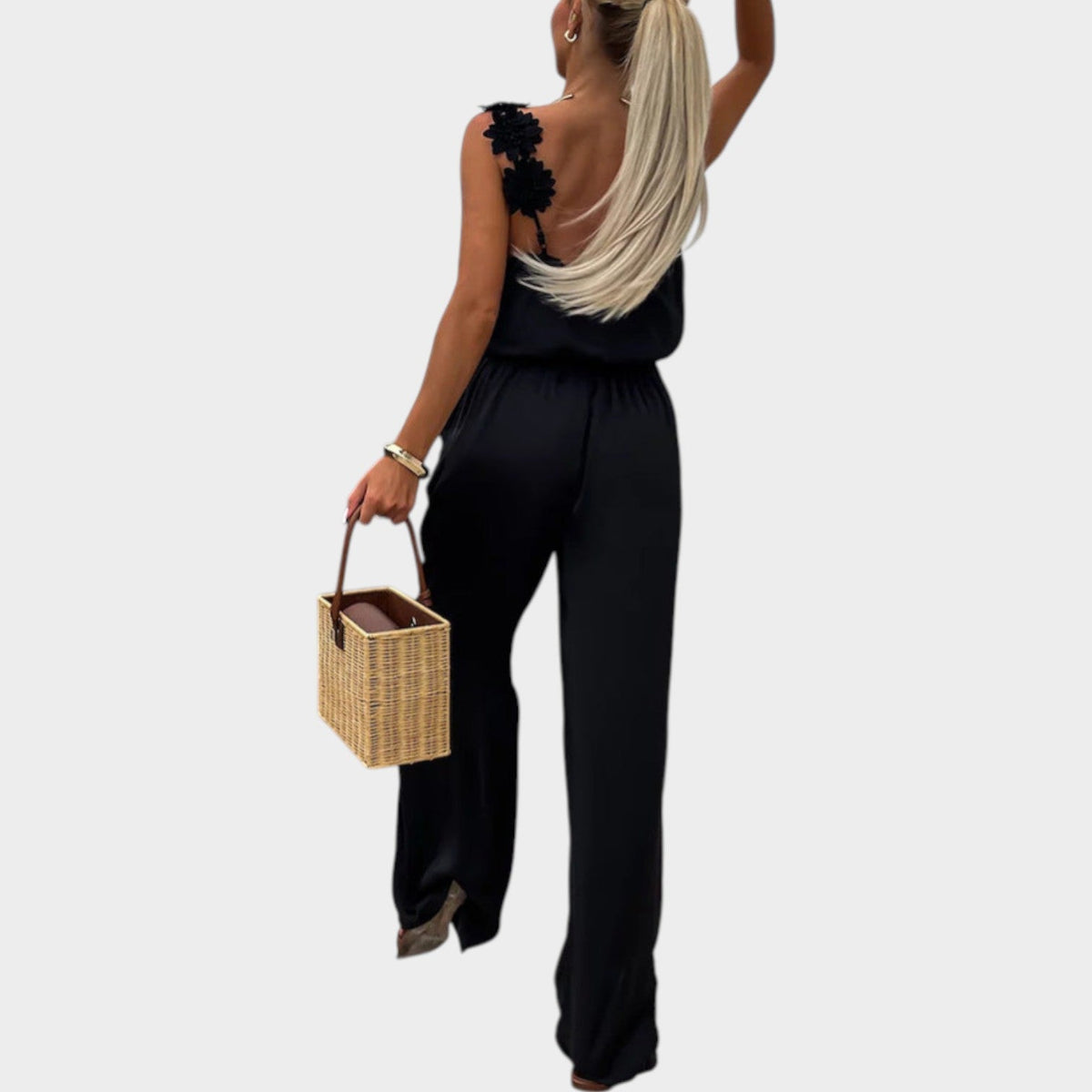 Women's Floral Strap Wide-Leg Jumpsuit