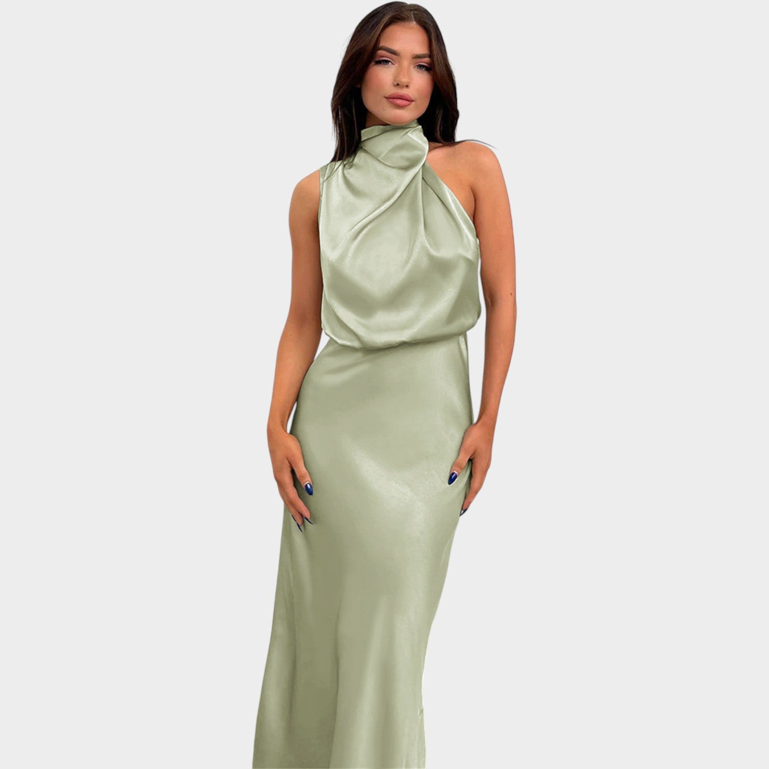 Satin Sleeveless Formal Dress