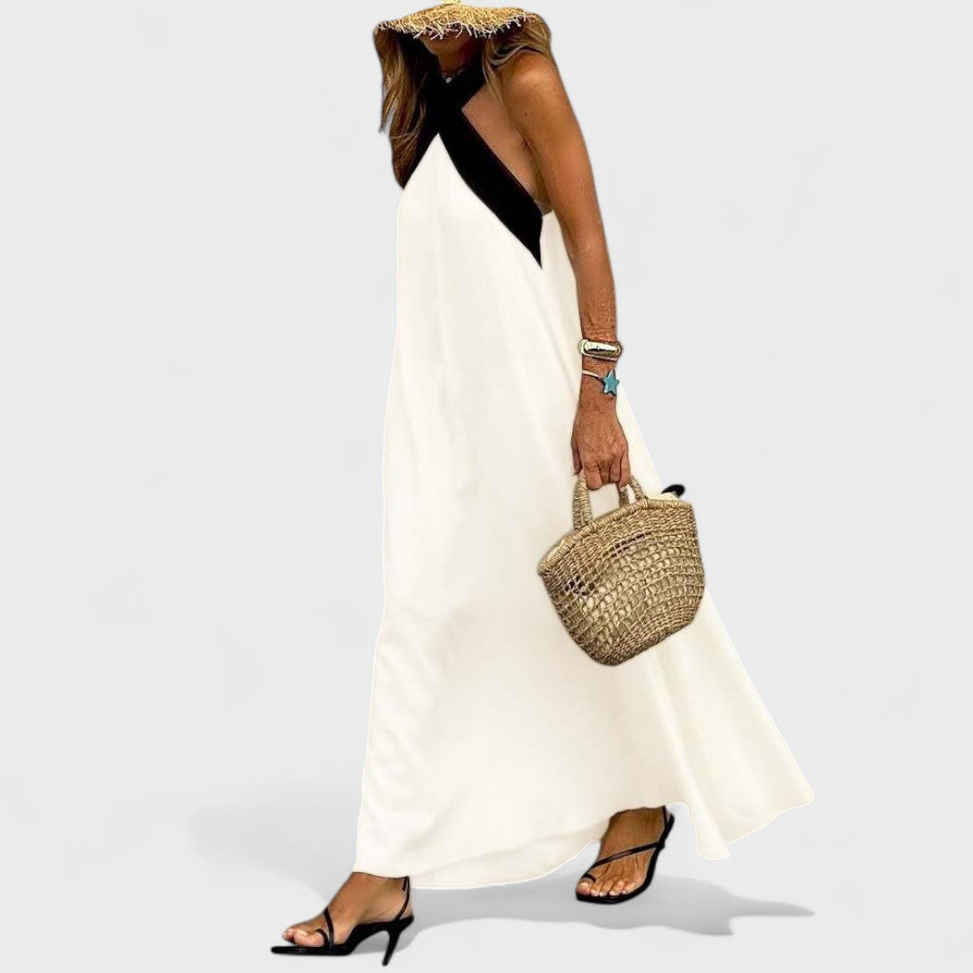 Sue™ | Chic Cross-Neck Maxi Dress