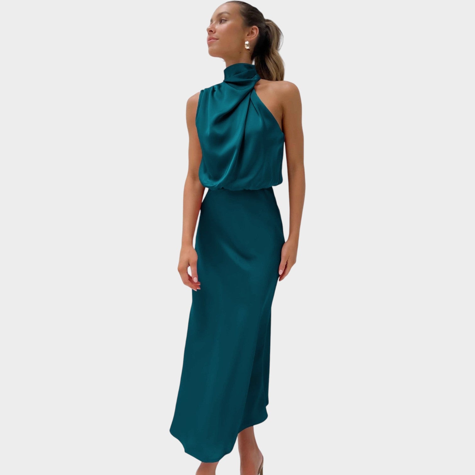 Satin Sleeveless Formal Dress