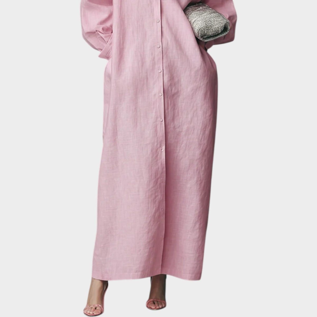 Women's Linen Shirt Maxi Dress