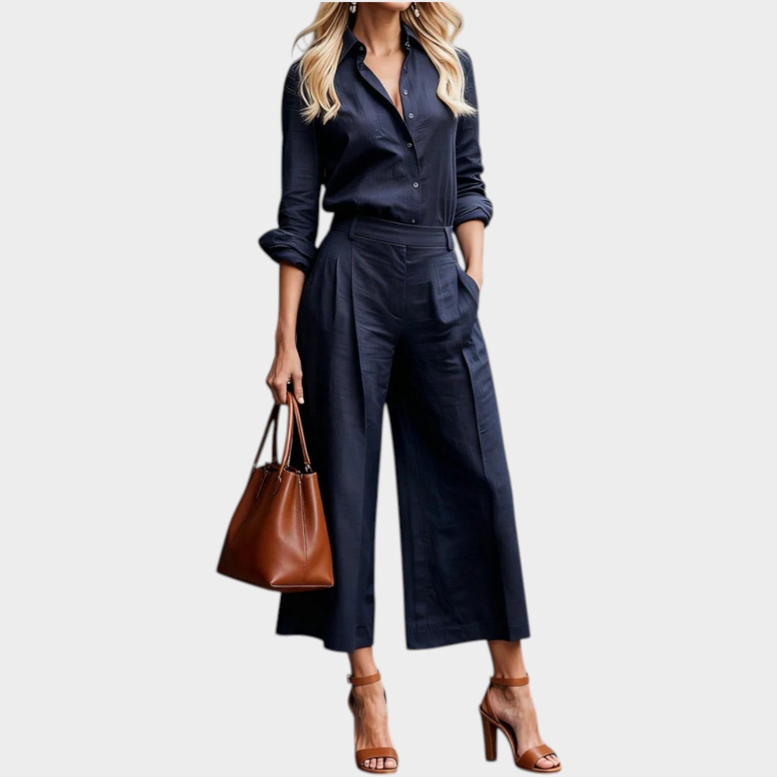 Long Sleeve Linen Two Piece Set