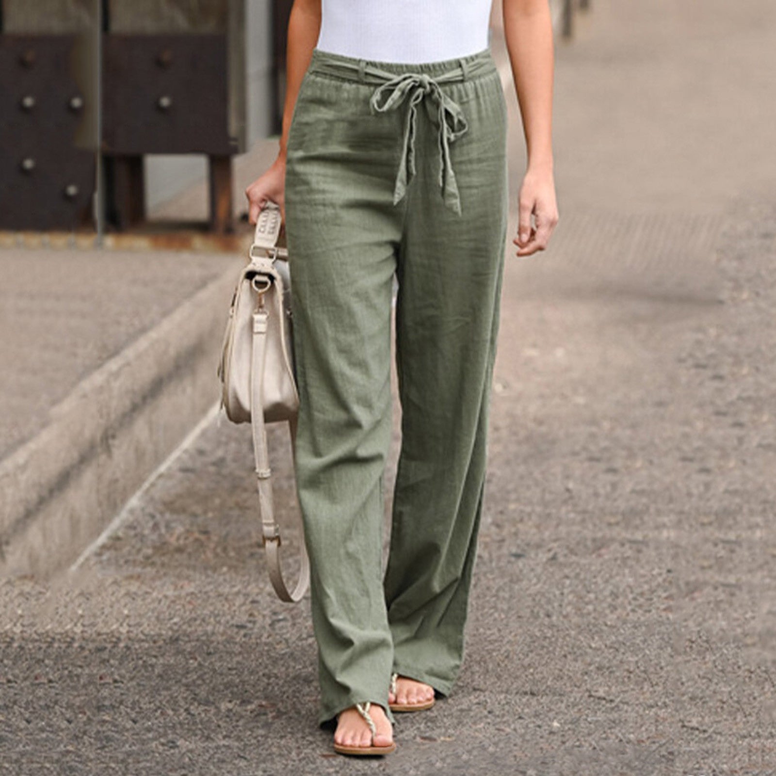 Jane | Casual High-Waist Wide Leg Pants for Women with Drawstring