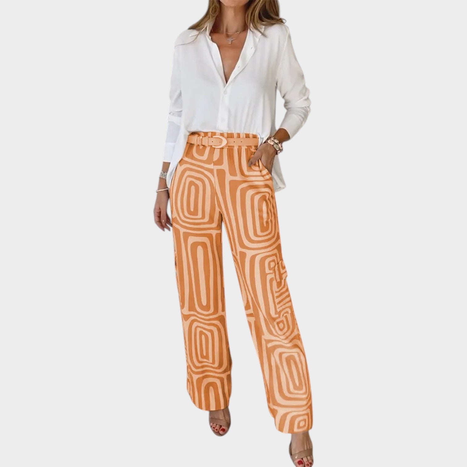 Co-Ord Geometric Print Wide Leg Set