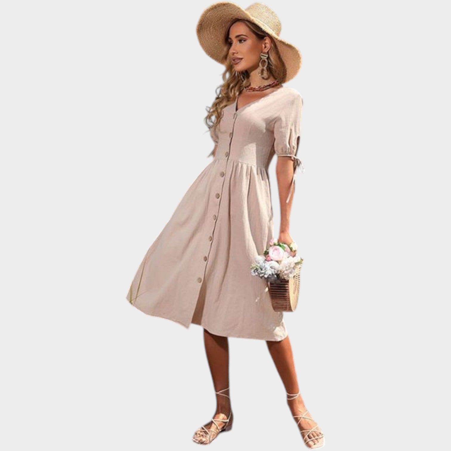 Button Front Midi Dress