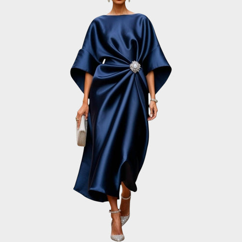 Elegant Satin Formal Midi Dress