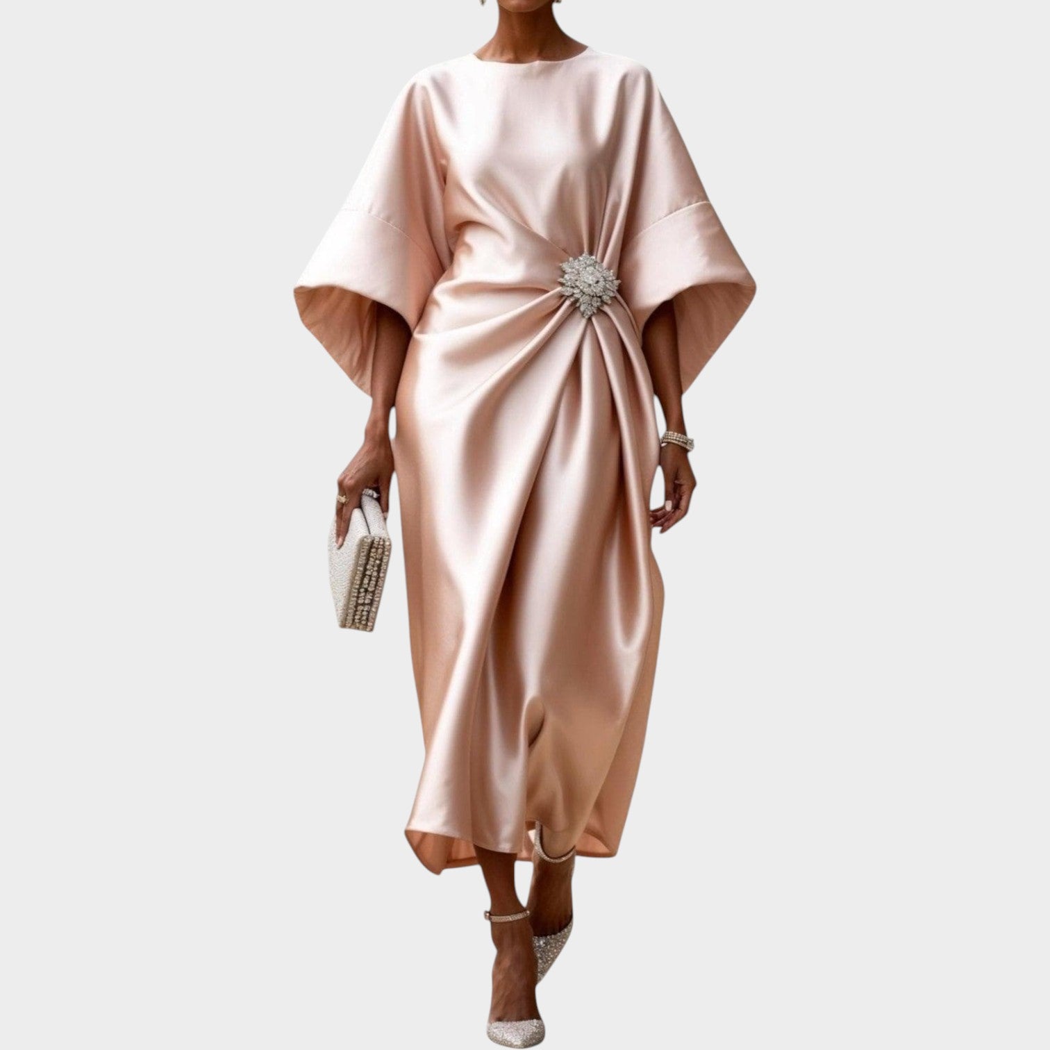 Elegant Satin Formal Midi Dress