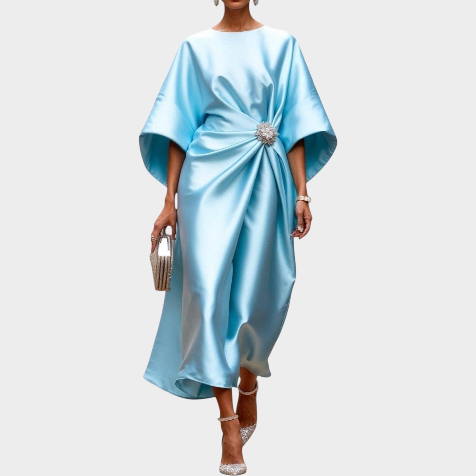 Elegant Satin Formal Midi Dress