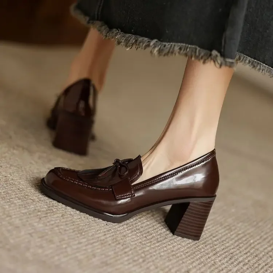 Vivienne | Women's Block Heel Tassel Loafers with Round Toe