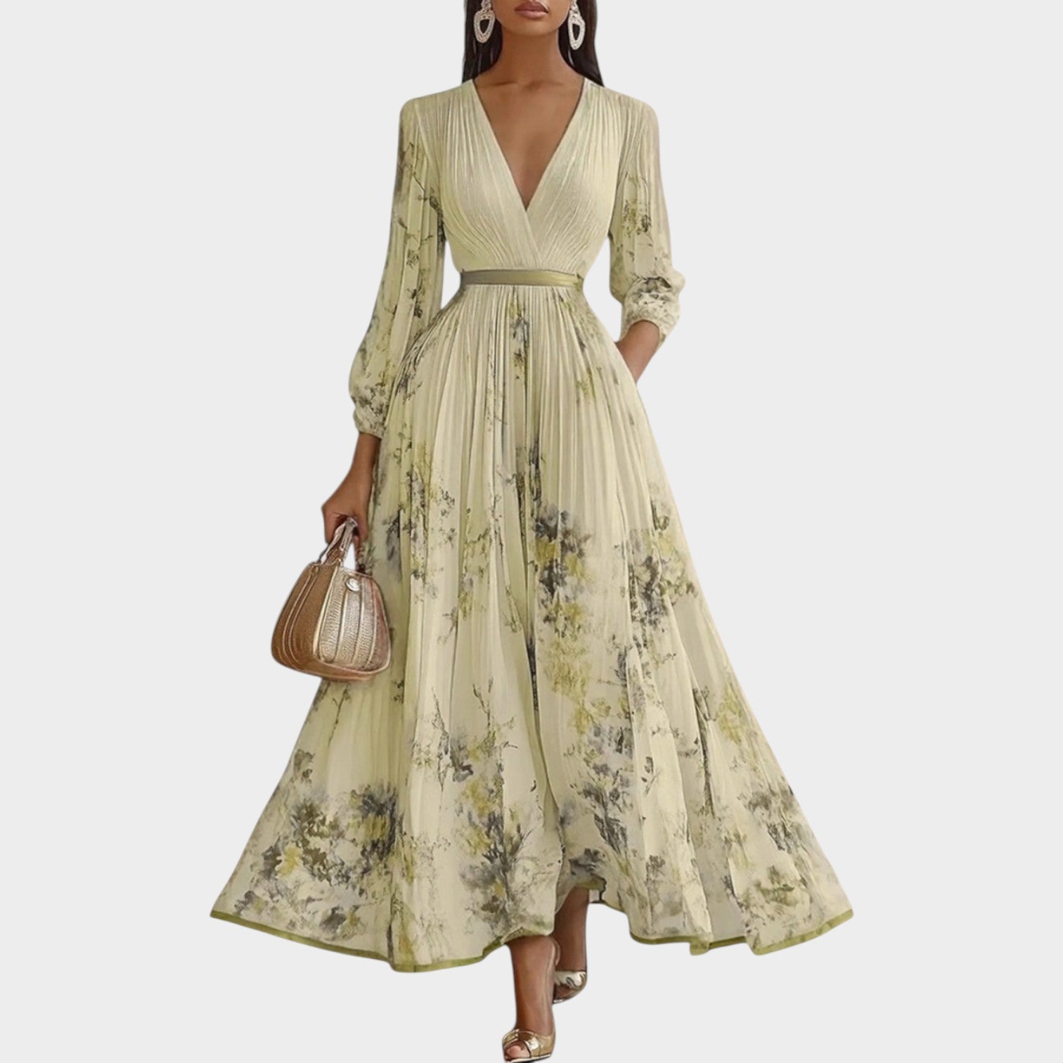 Floral Pleated Maxi Dress
