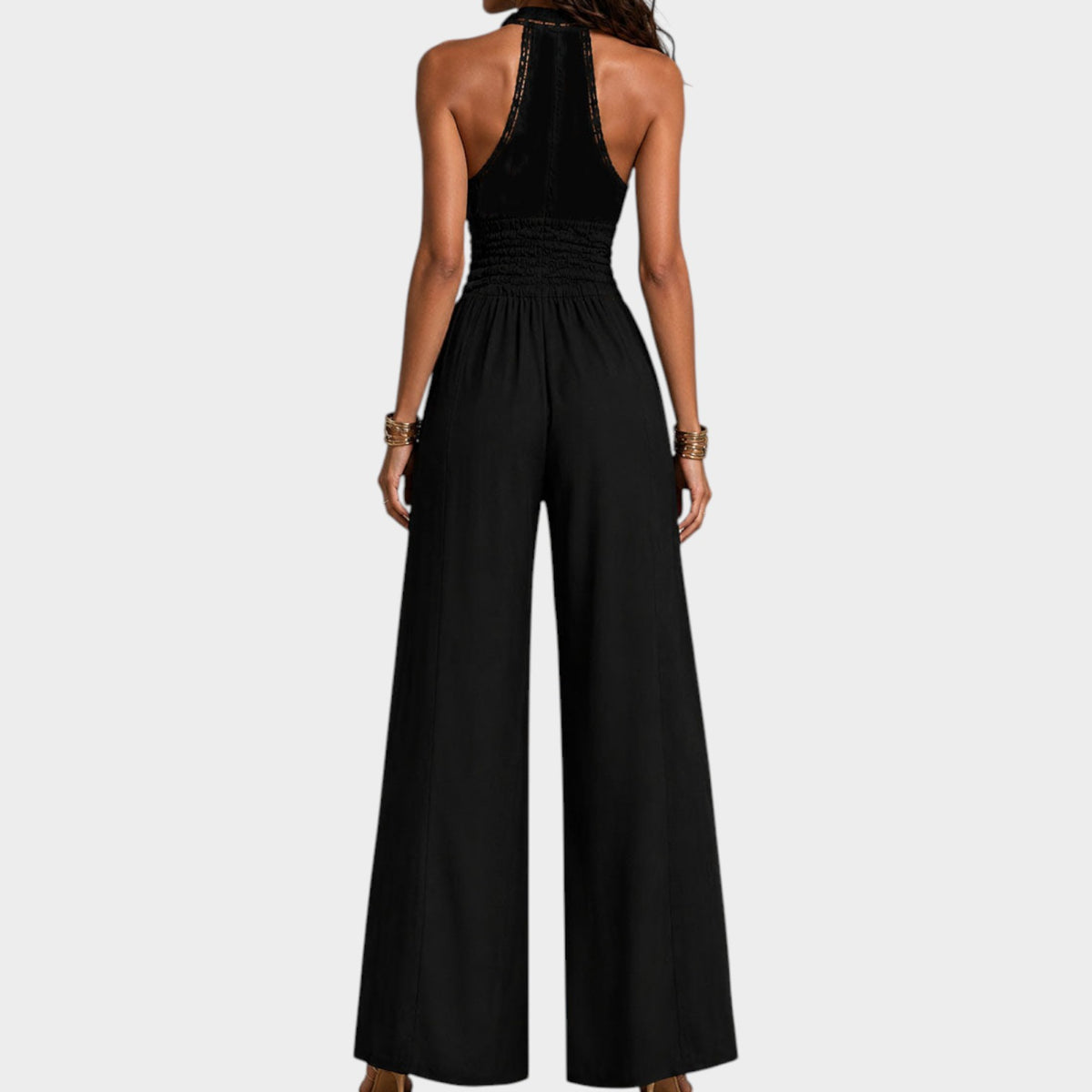 Women's Jumpsuit Boho Ruched Waist Wide-Leg Fit