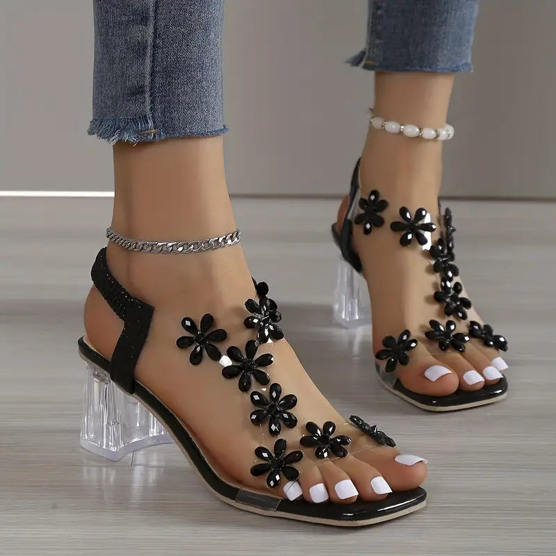 Serene | Women's Rhinestone-Embellished Block Heel Sandals
