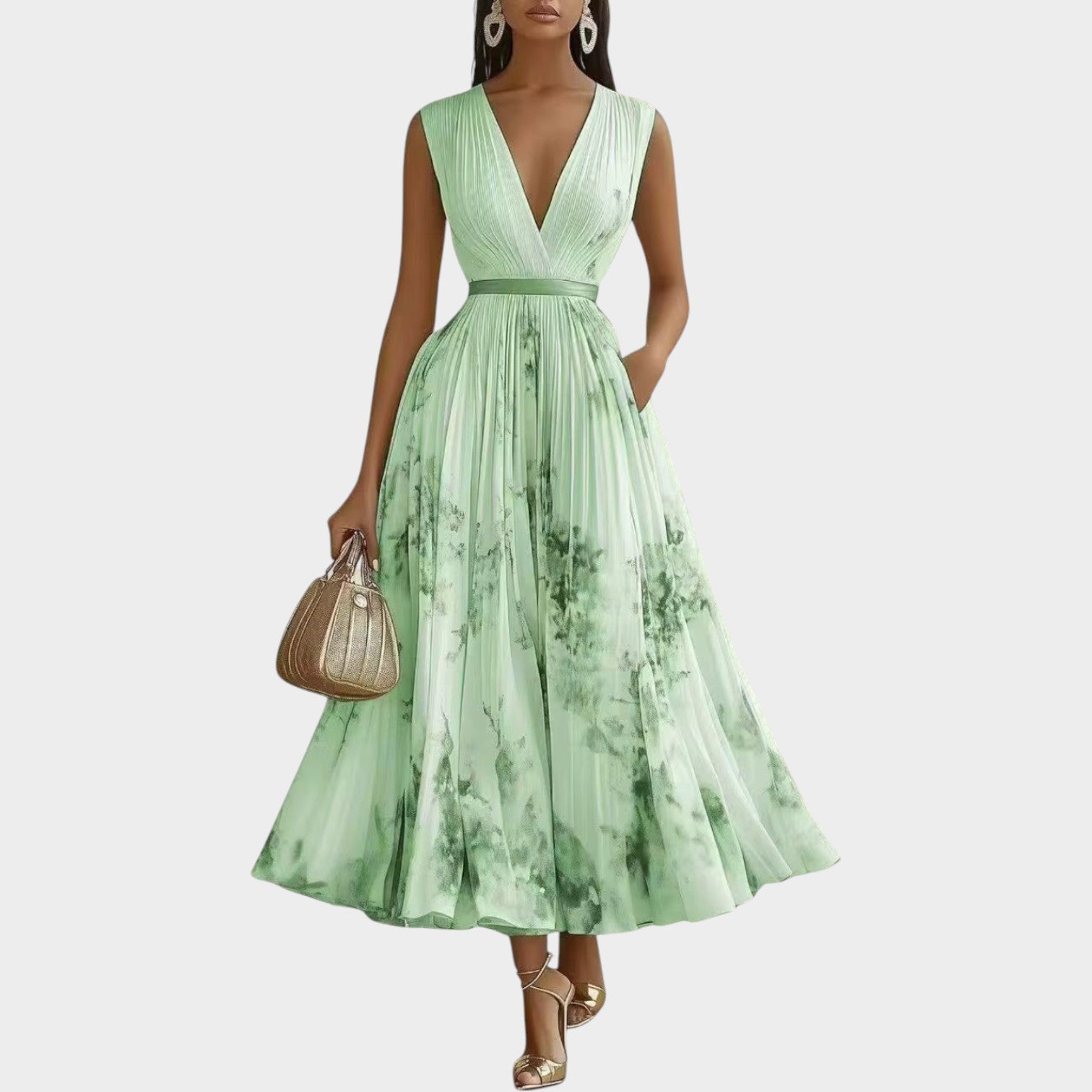 Floral Pleated Maxi Dress