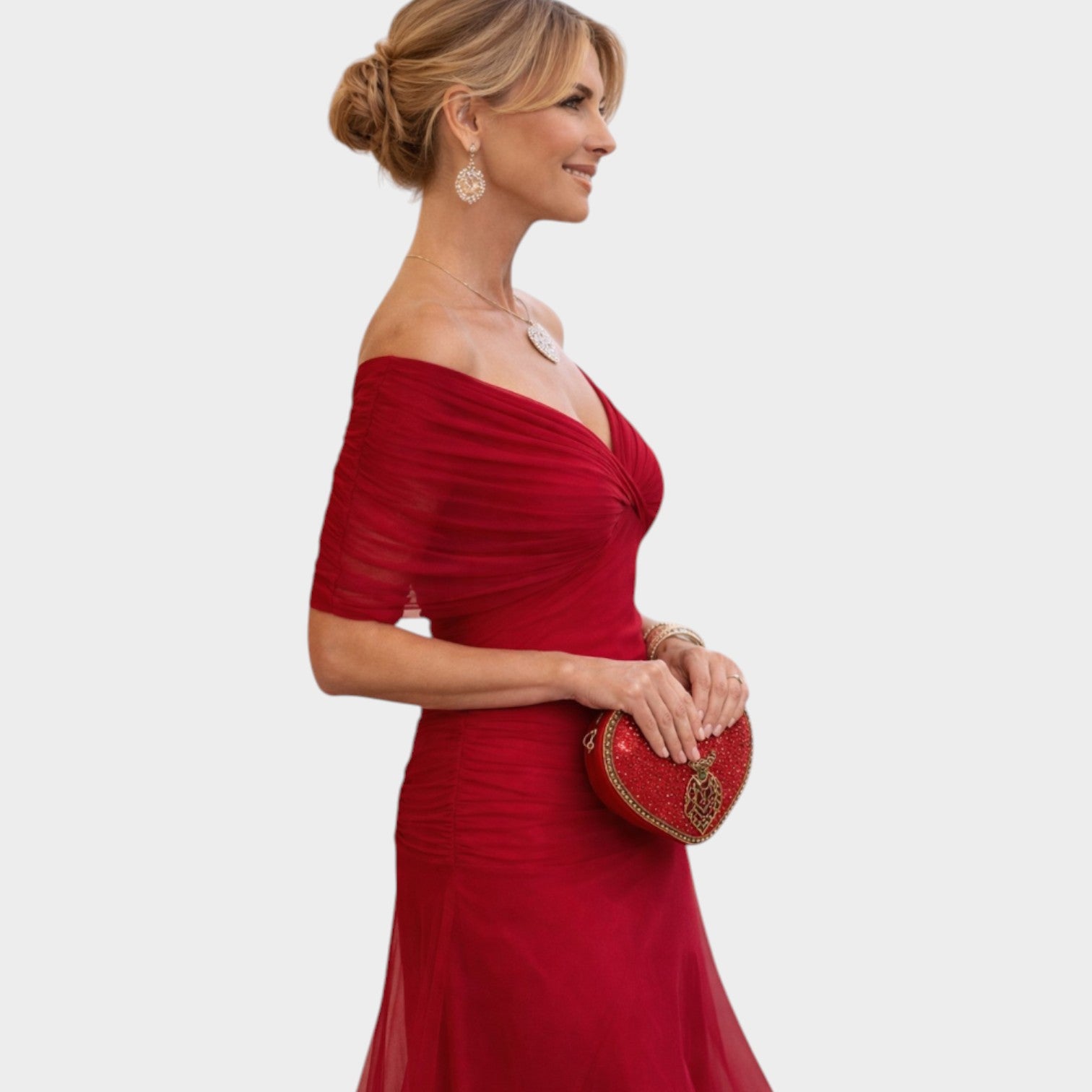 Off Shoulder Wedding Guest Maxi Dress