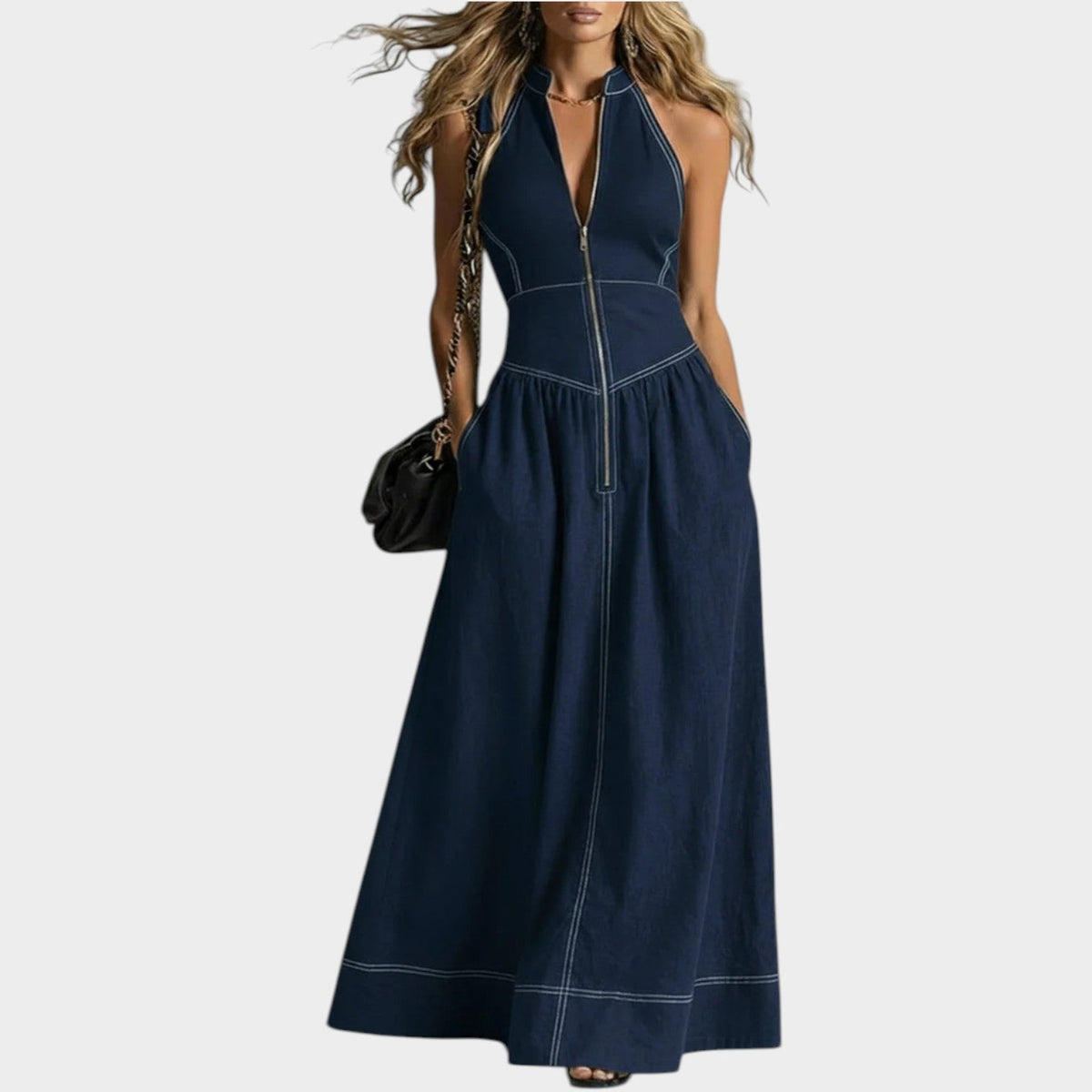 Women's Zip-Front Maxi Dress