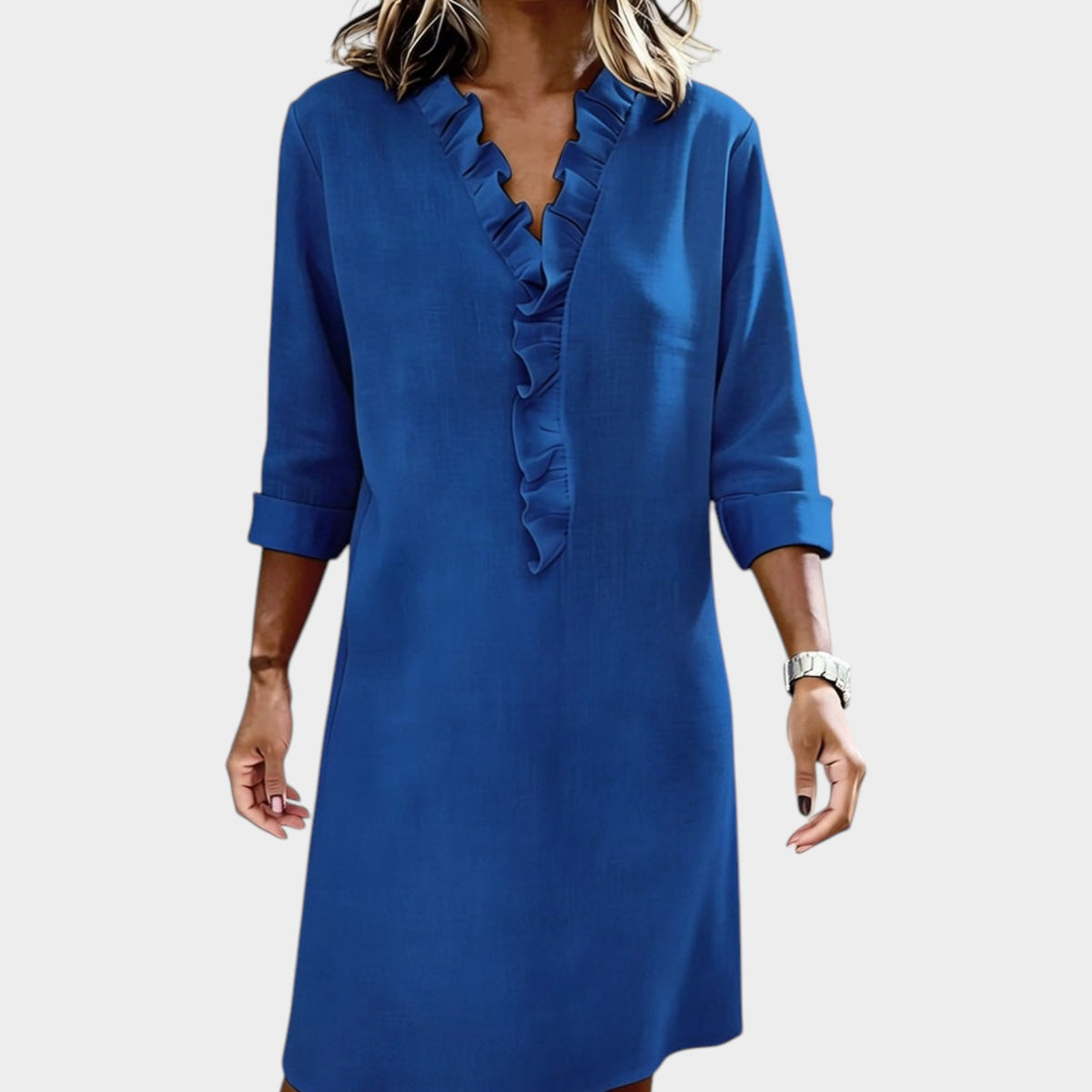 Women’s Ruffle Midi Dress with Long Sleeves