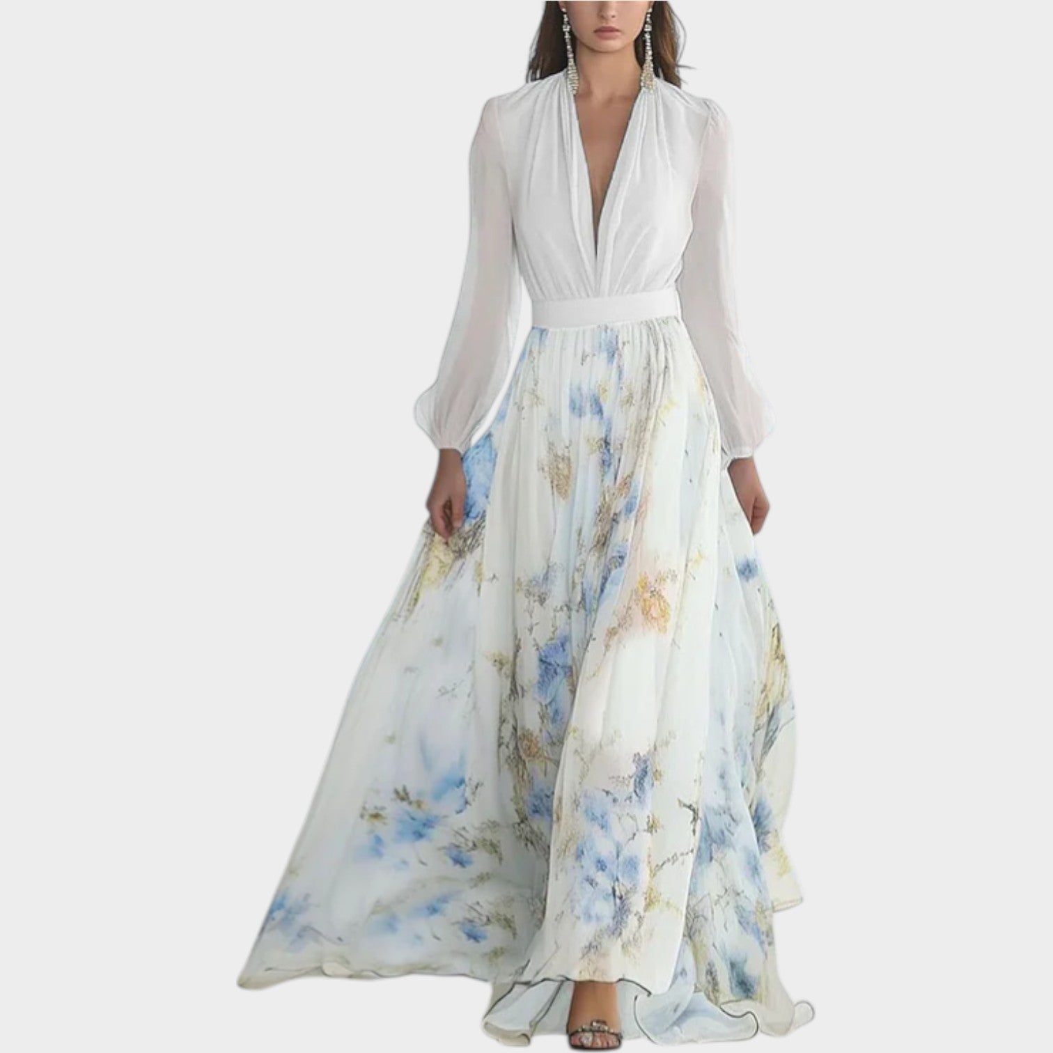 Floral Chiffon Maxi Dress