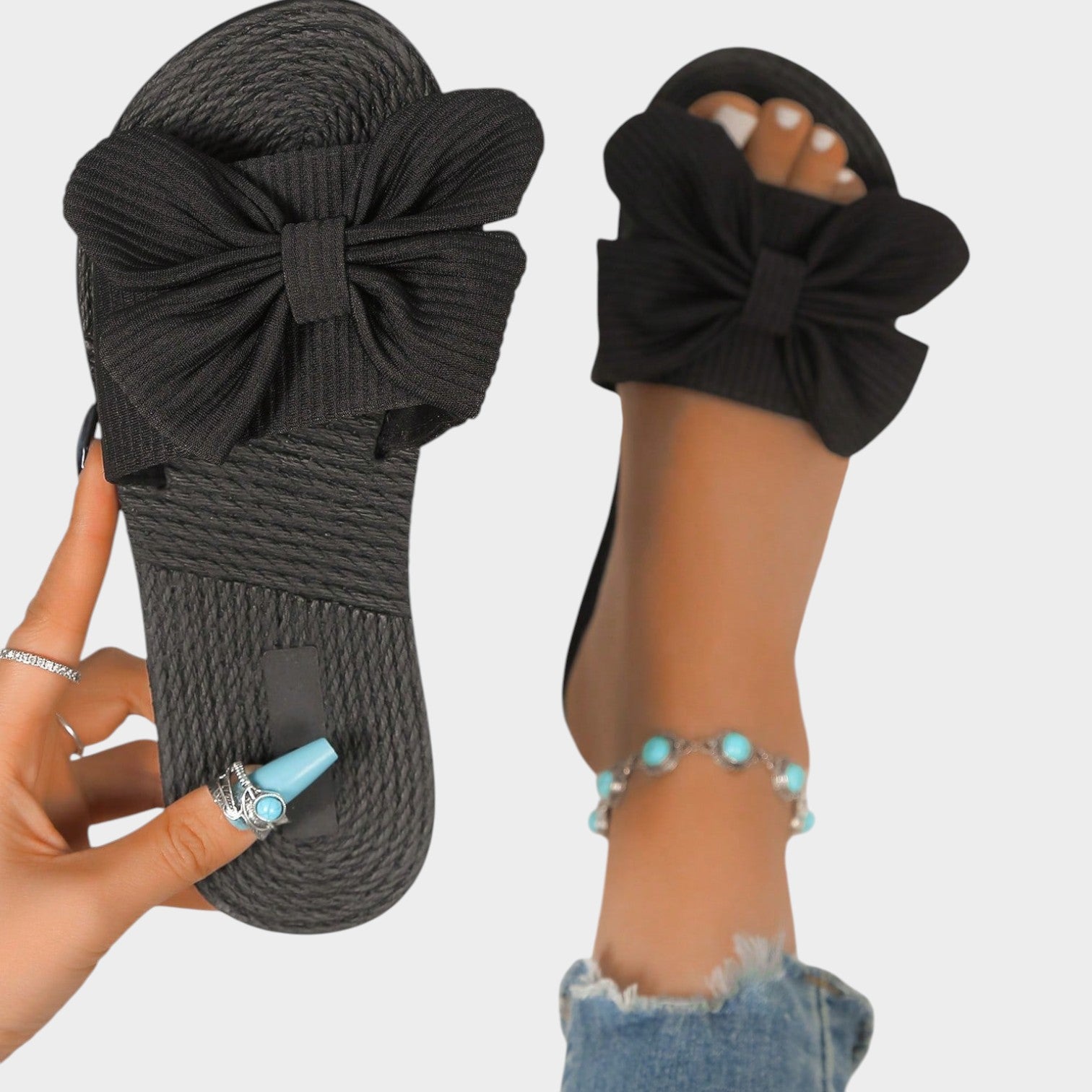Espadrille Bow Summer Slides