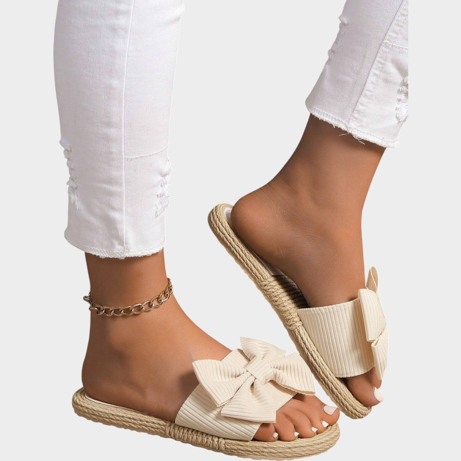 Espadrille Bow Summer Slides