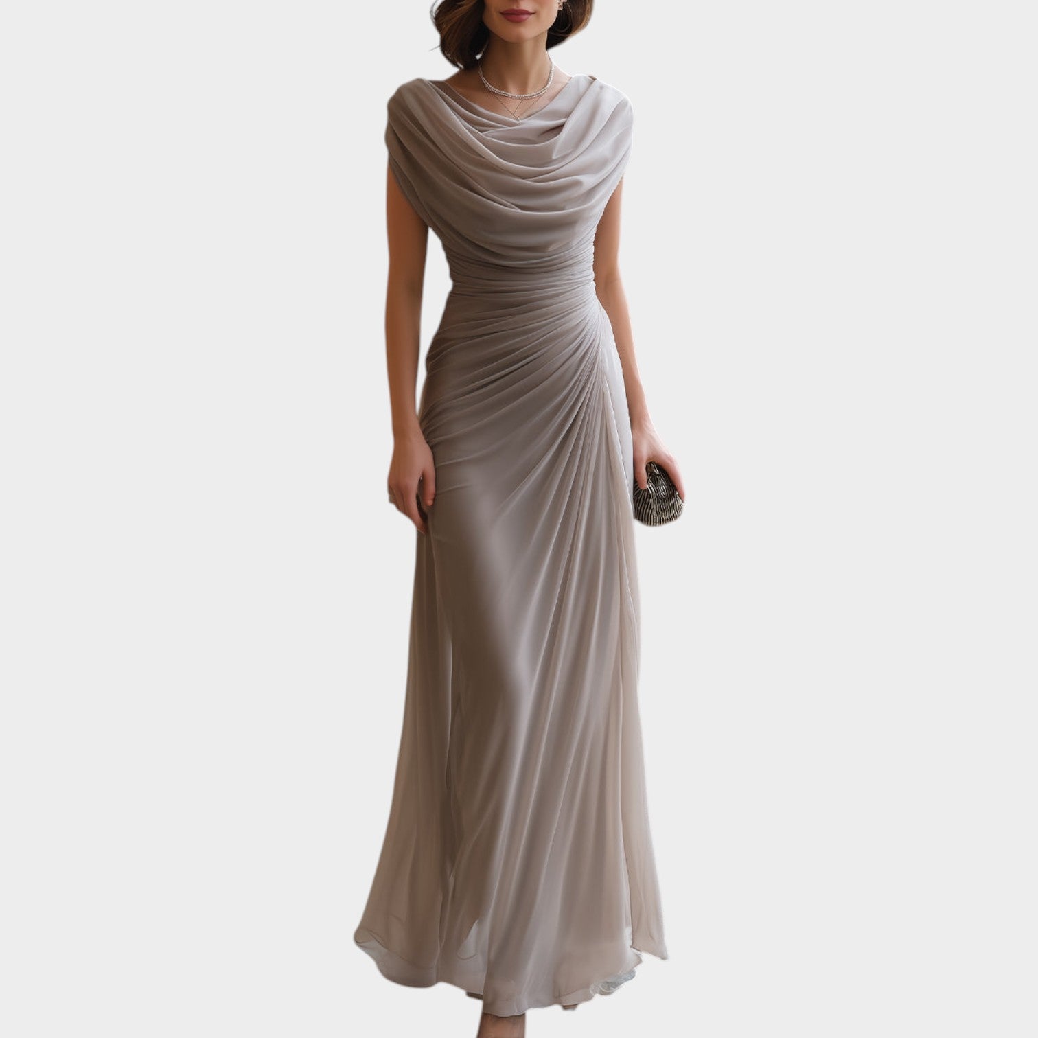 Sleeveless Ruched Formal Maxi Dress
