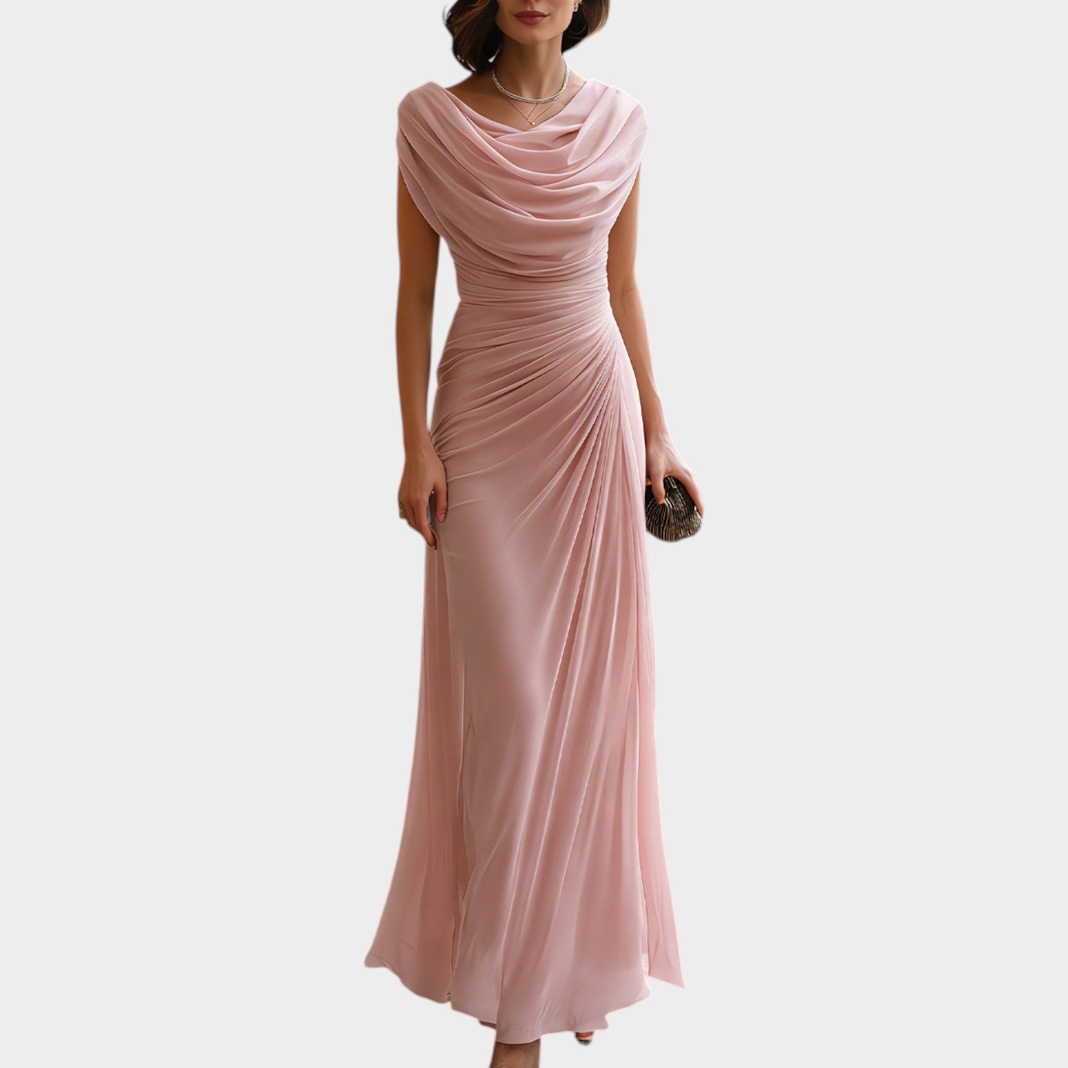 Sleeveless Ruched Formal Maxi Dress