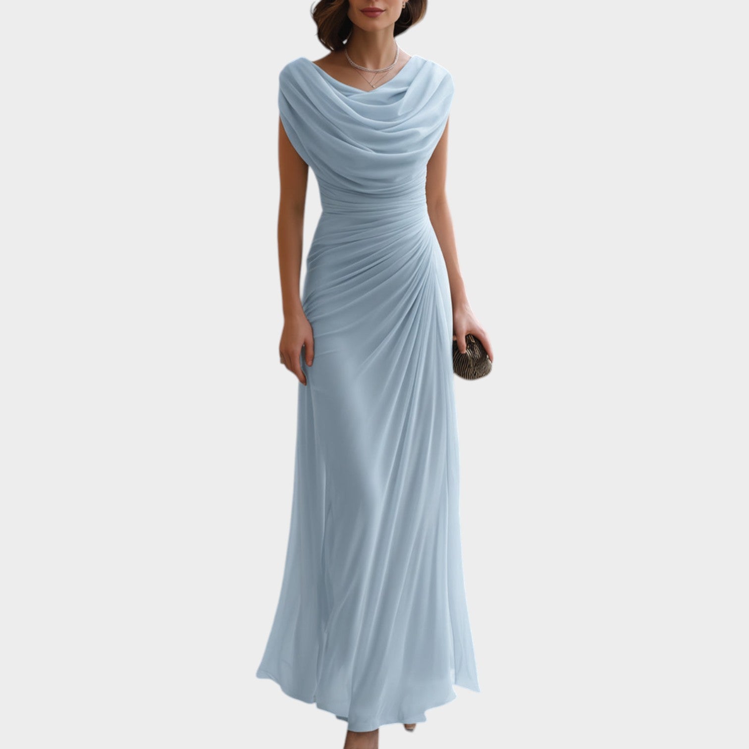 Sleeveless Ruched Formal Maxi Dress