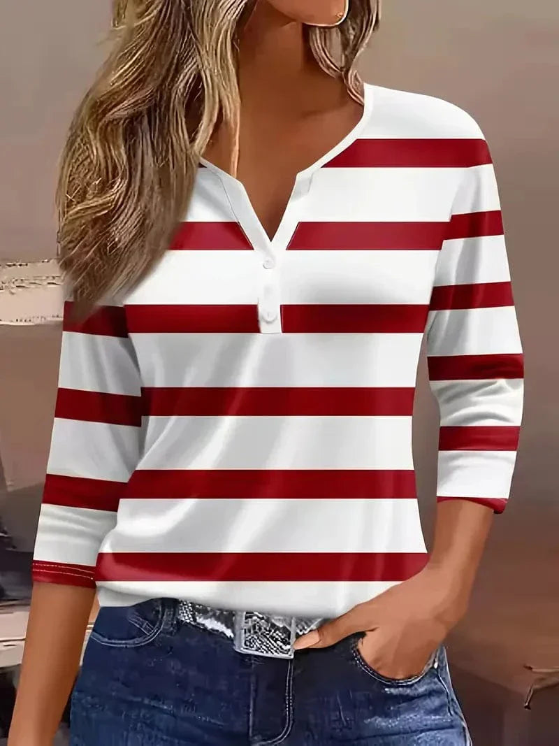 Amelia™ Striped V-Neck Blouse