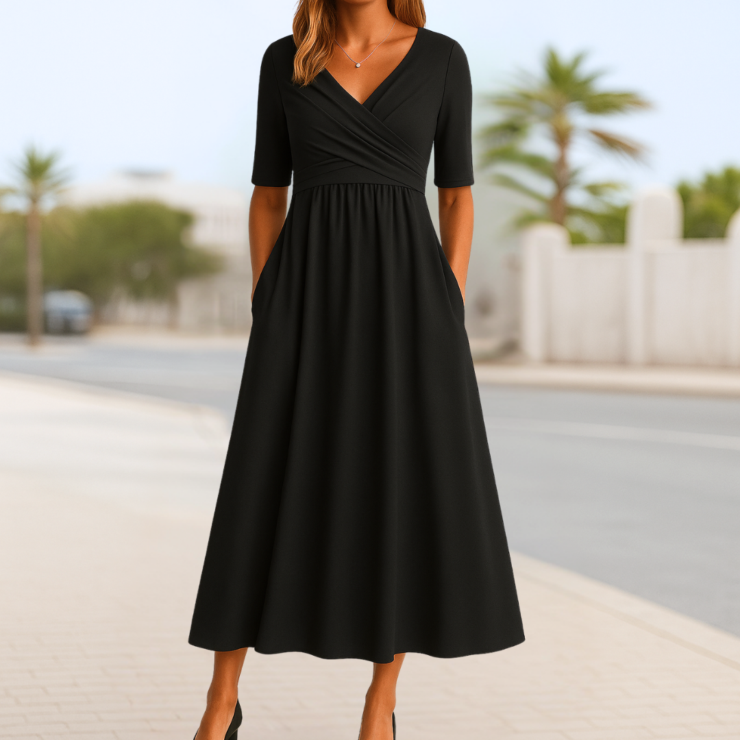 Madeline™ | Short Sleeve Crossed Dress