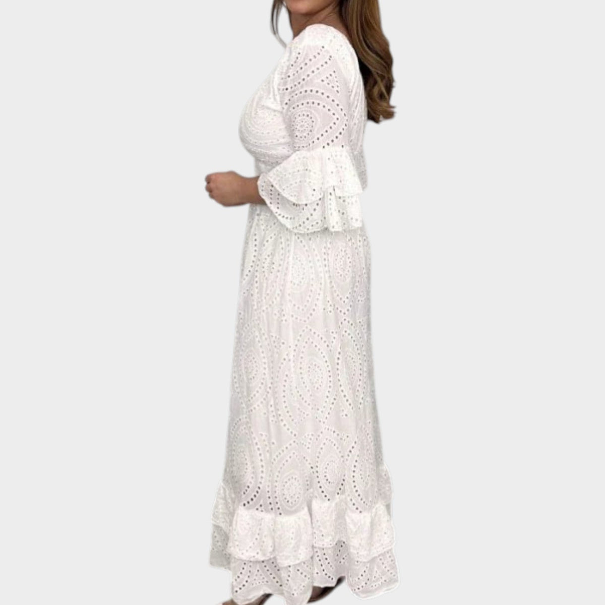 Women's Maxi Dress Eyelet Lace V-Neck