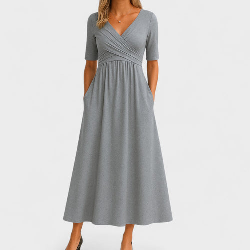 Wrap V-Neck Midi Dress