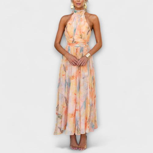 Cocktail Floral Halter Neck Maxi Dress