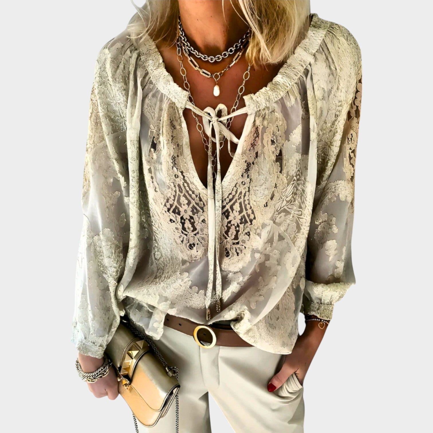 Long Sleeve Lace Blouse