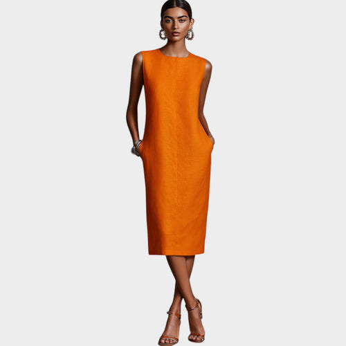 Sleeveless Linen Formal Midi Dress