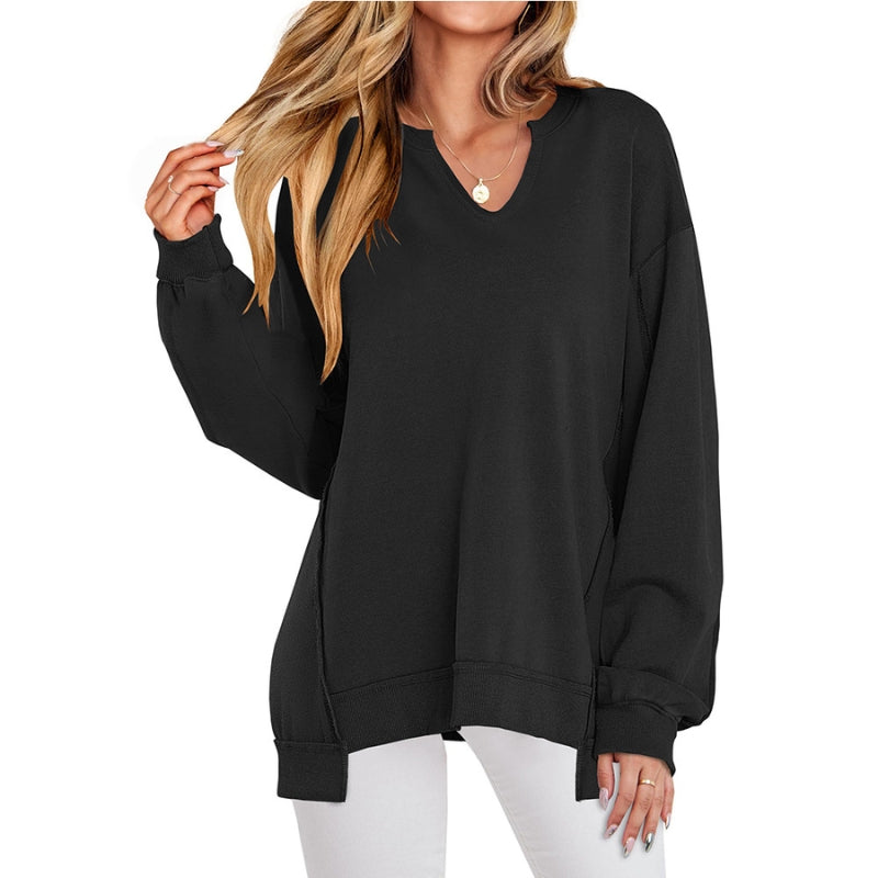 Ember | Women's Long Sleeve Oversized V-Neck Sweatshirt Tunic