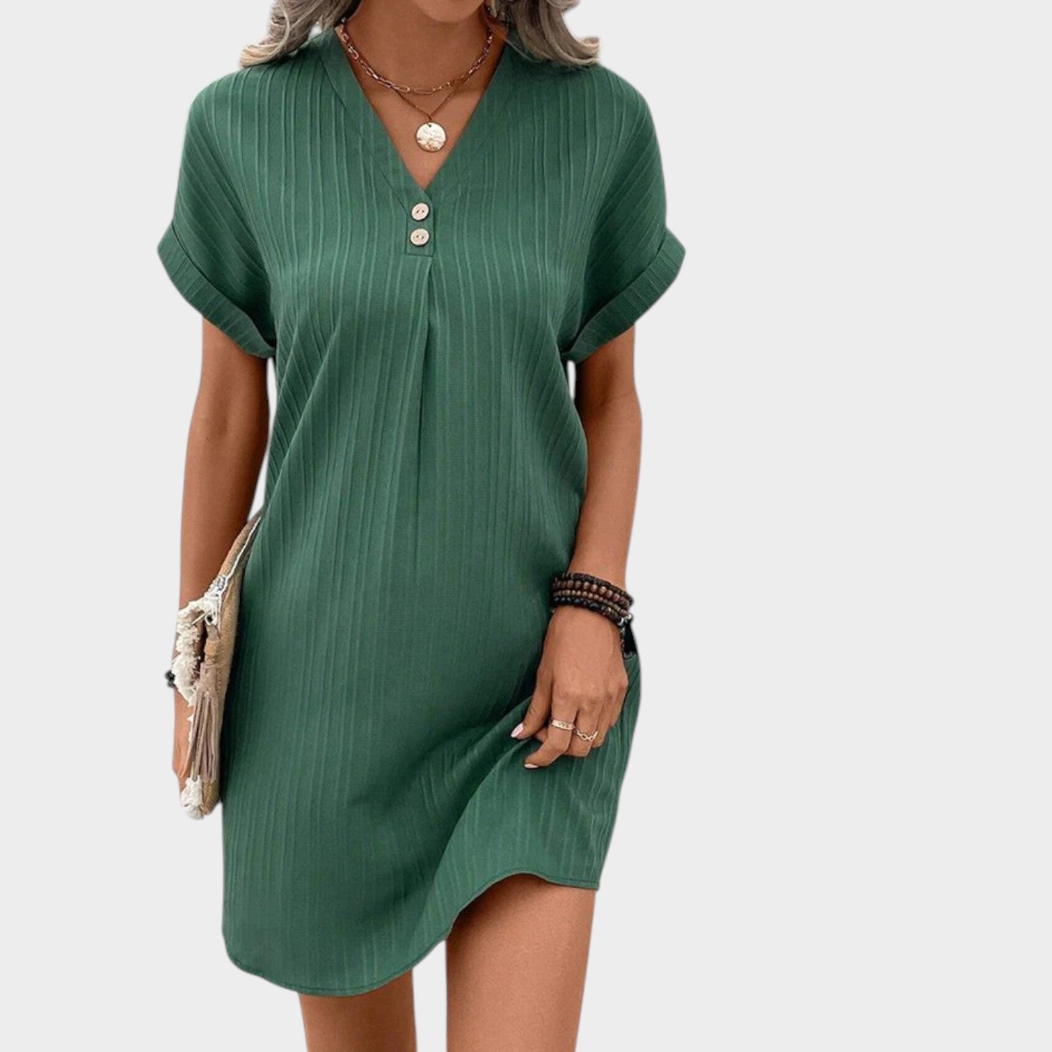Ribbed V-Neck Summer Dress
