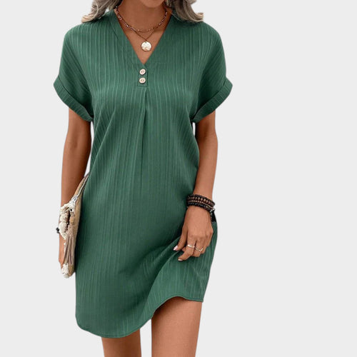 Ribbed V-Neck Summer Dress