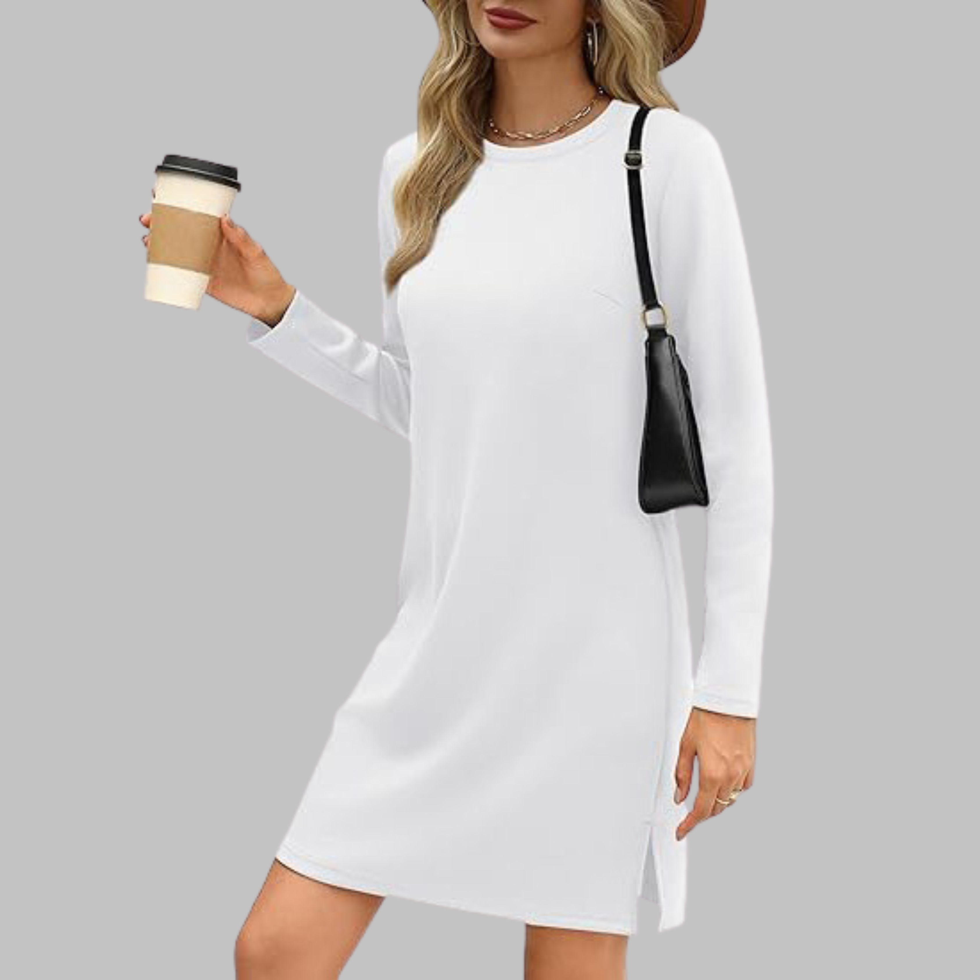 Alayah™ | Cozy Long Sleeve Round Neck Dress