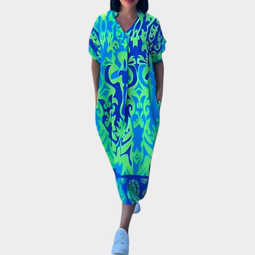 Women's Printed Midi Dress Casual Loose Fit